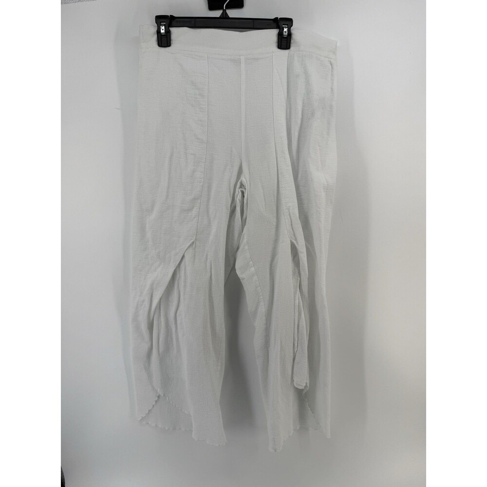 Soft Surroundings Wide Leg Crepe Tiered Hem Pants Women's Large White Spots